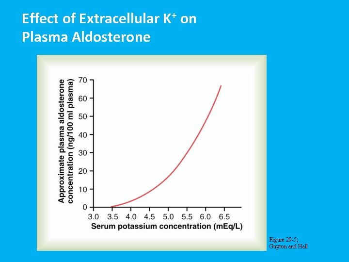 Effect of Extracellular K+ on Plasma Aldosterone Figure 29 -5; Guyton and Hall 