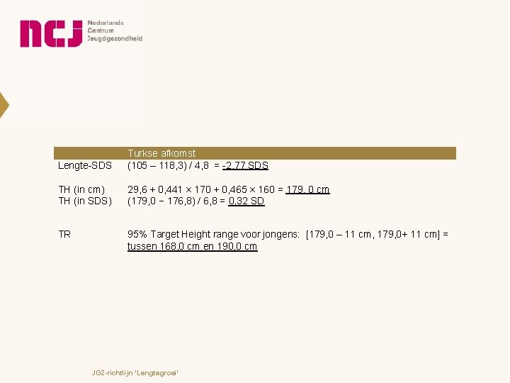  Lengte-SDS TH (in cm) TH (in SDS) TR Turkse afkomst (105 – 118,