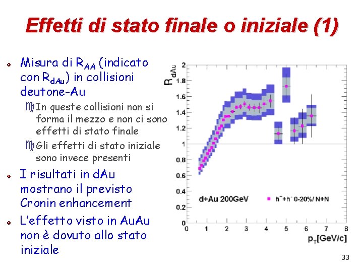 Effetti di stato finale o iniziale (1) Misura di RAA (indicato con Rd. Au)