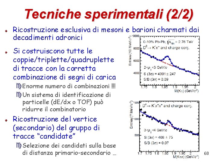 Tecniche sperimentali (2/2) Ricostruzione esclusiva di mesoni e barioni charmati dai decadimenti adronici Si