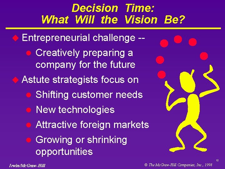 Decision Time: What Will the Vision Be? u Entrepreneurial challenge -l Creatively preparing a