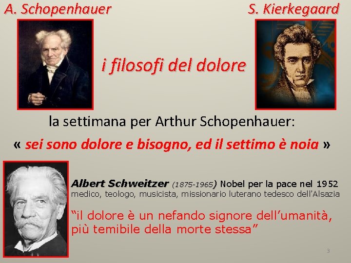 A. Schopenhauer S. Kierkegaard i filosofi del dolore la settimana per Arthur Schopenhauer: «