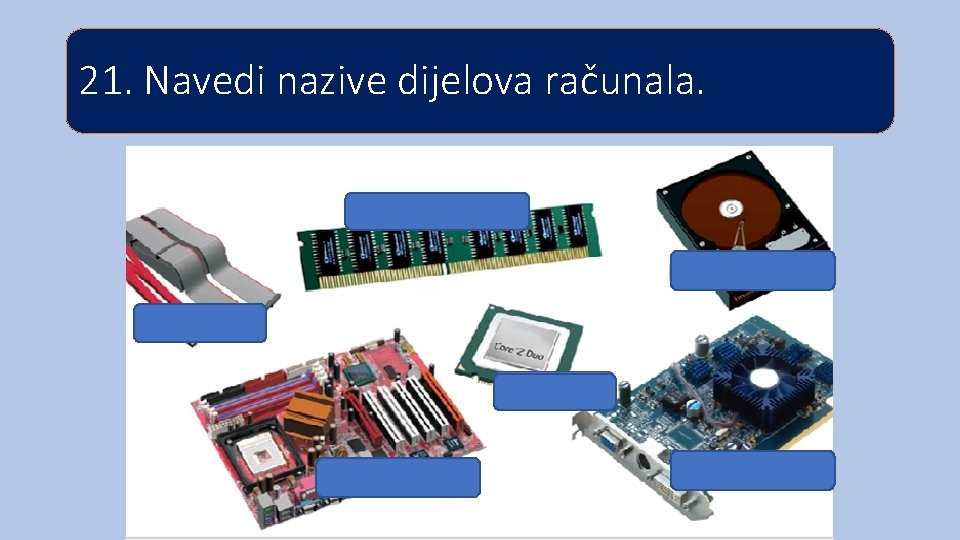 21. Navedi nazive dijelova računala. 