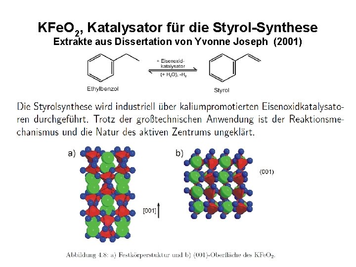 KFe. O 2, Katalysator für die Styrol-Synthese Extrakte aus Dissertation von Yvonne Joseph (2001)