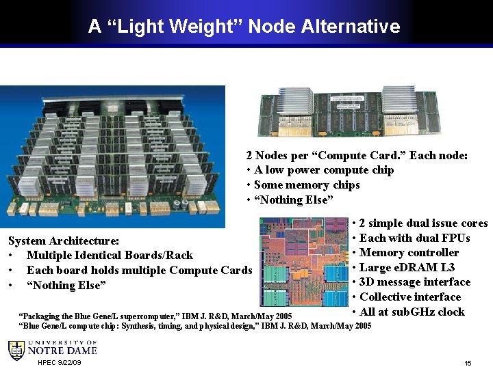 A “Light Weight” Node Alternative 2 Nodes per “Compute Card. ” Each node: •