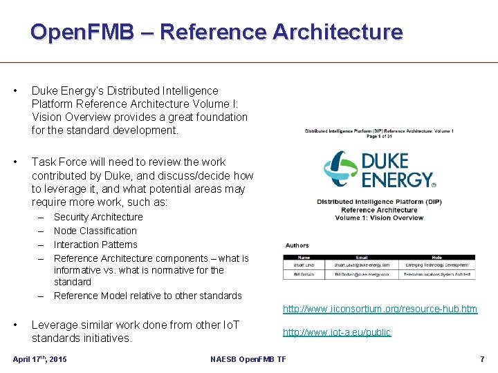 Open. FMB – Reference Architecture • Duke Energy’s Distributed Intelligence Platform Reference Architecture Volume