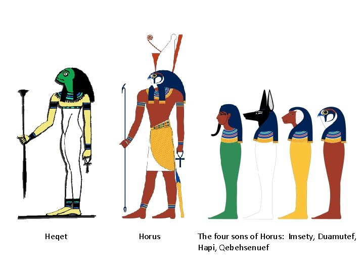 Heqet Horus The four sons of Horus: Imsety, Duamutef, Hapi, Qebehsenuef 