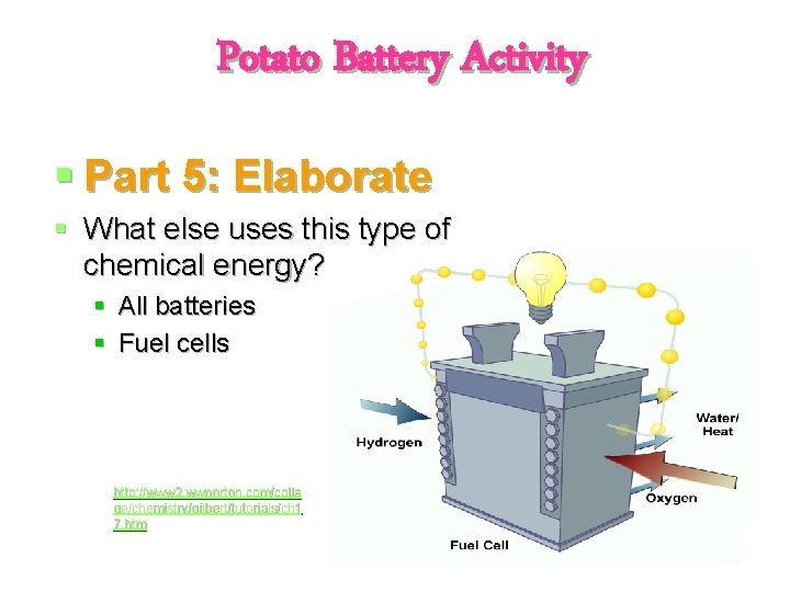 Potato Battery Activity § Part 5: Elaborate § What else uses this type of