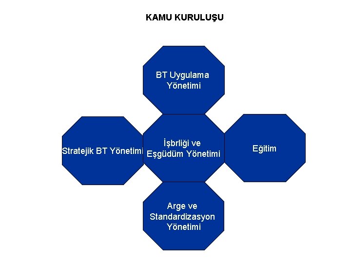 KAMU KURULUŞU BT Uygulama Yönetimi İşbrliği ve Stratejik BT Yönetimi Eşgüdüm Yönetimi Arge ve