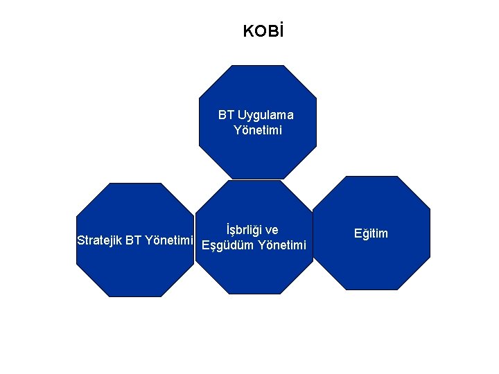 KOBİ BT Uygulama Yönetimi İşbrliği ve Stratejik BT Yönetimi Eşgüdüm Yönetimi Eğitim 