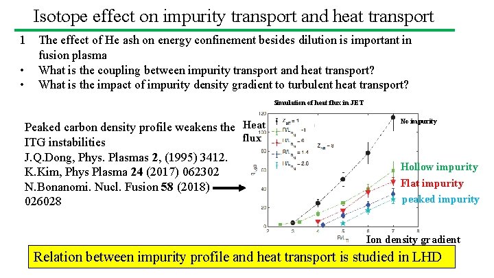 Isotope effect on impurity transport and heat transport 1 The effect of He ash