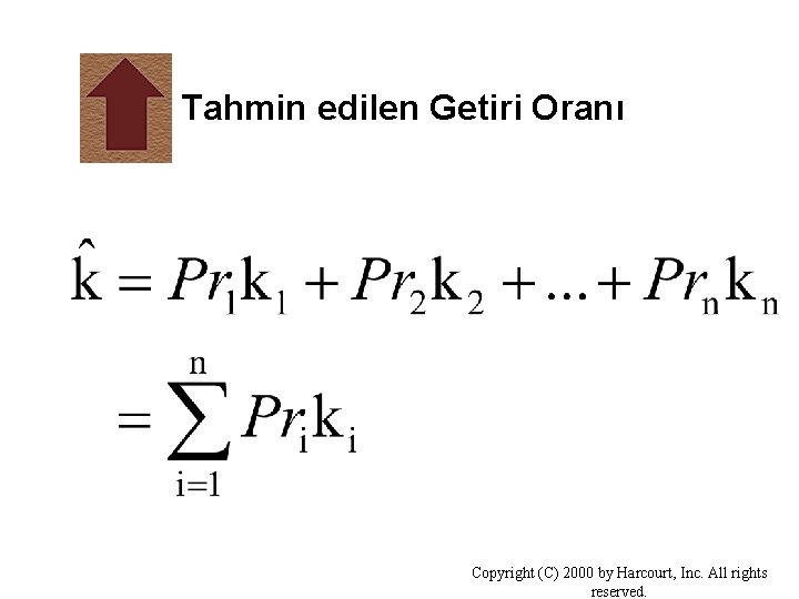 Tahmin edilen Getiri Oranı Copyright (C) 2000 by Harcourt, Inc. All rights reserved. 