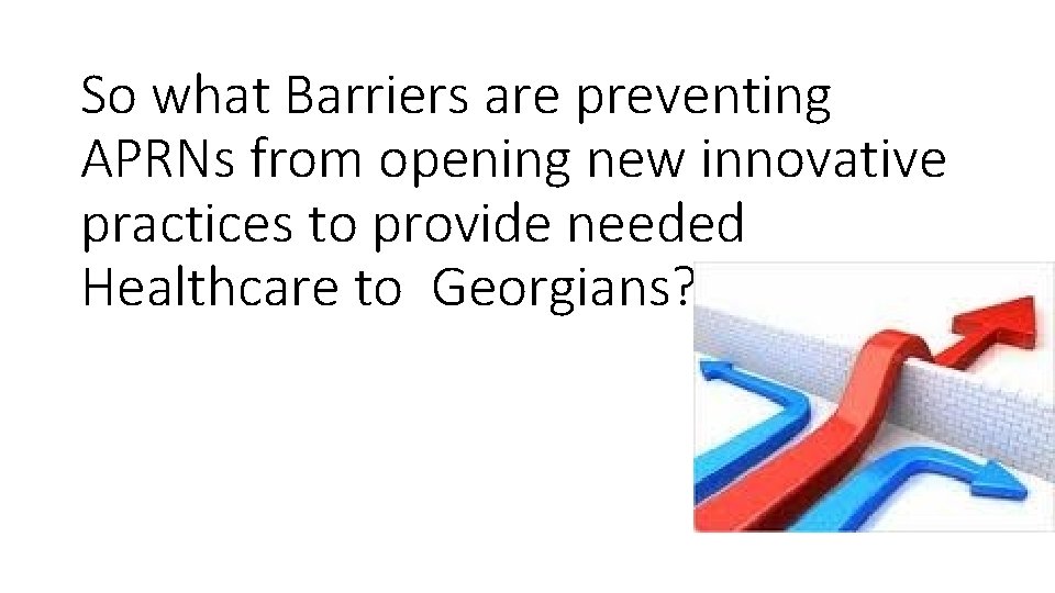So what Barriers are preventing APRNs from opening new innovative practices to provide needed