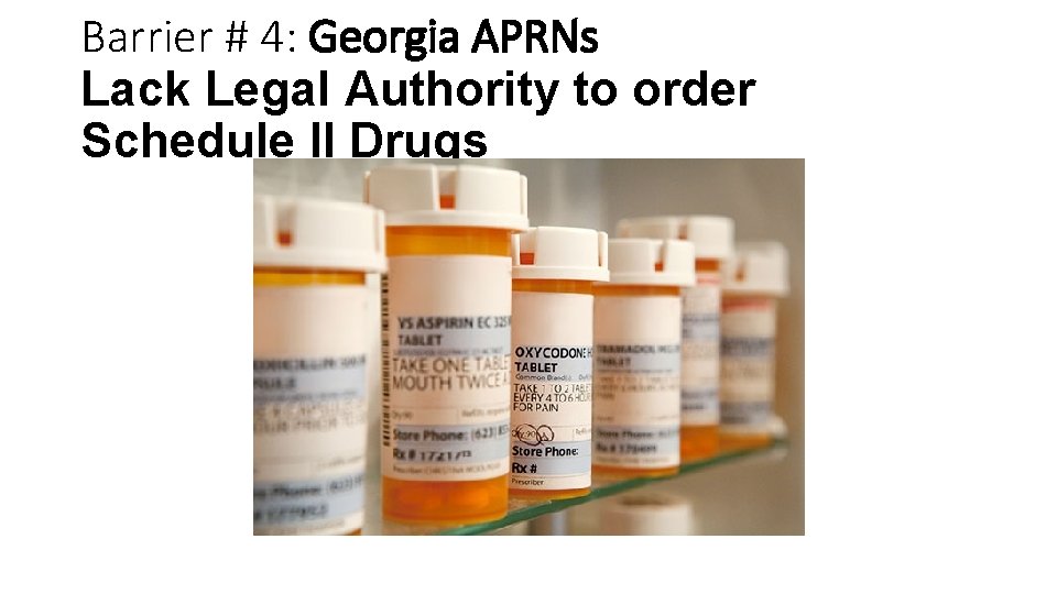 Barrier # 4: Georgia APRNs Lack Legal Authority to order Schedule II Drugs 