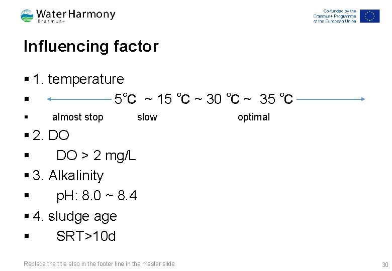 Influencing factor § 1. temperature § 5℃ ~ 15 ℃ ~ 30 ℃ ~