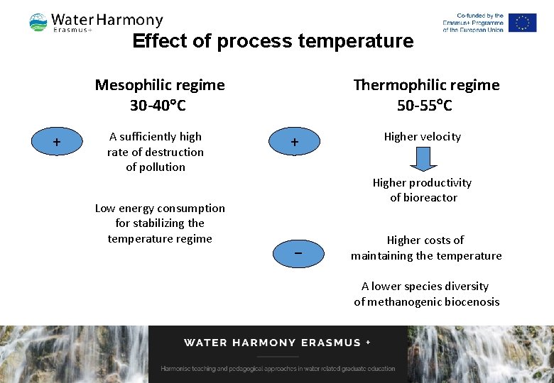 Effect of process temperature Thermophilic regime 50 -55 С Mesophilic regime 30 -40 С
