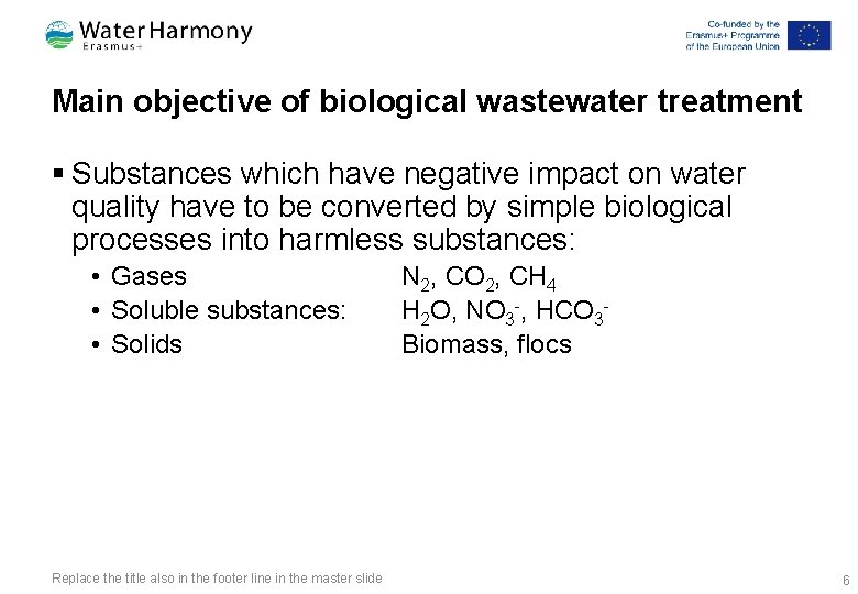 Main objective of biological wastewater treatment § Substances which have negative impact on water