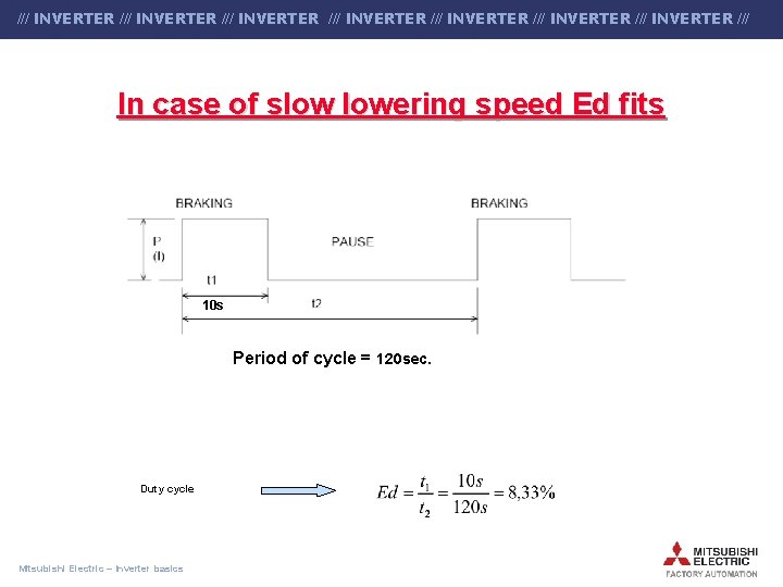 /// INVERTER /// INVERTER /// Industrial Automation In case of slow lowering speed Ed