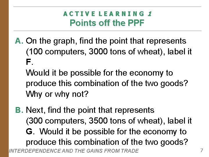 ACTIVE LEARNING 1 Points off the PPF A. On the graph, find the point