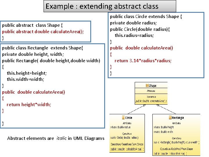 Example : extending abstract class public abstract class Shape { public abstract double calculate. Example : extending abstract class public abstract class Shape { public abstract double calculate.