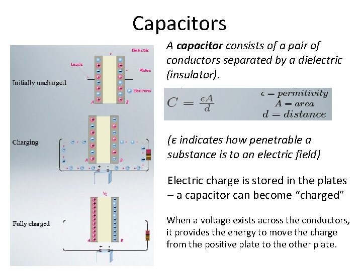 Capacitors A capacitor consists of a pair of conductors separated by a dielectric (insulator).