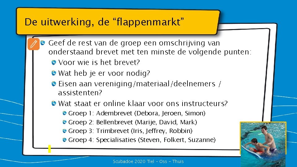 De uitwerking, de “flappenmarkt” Geef de rest van de groep een omschrijving van onderstaand