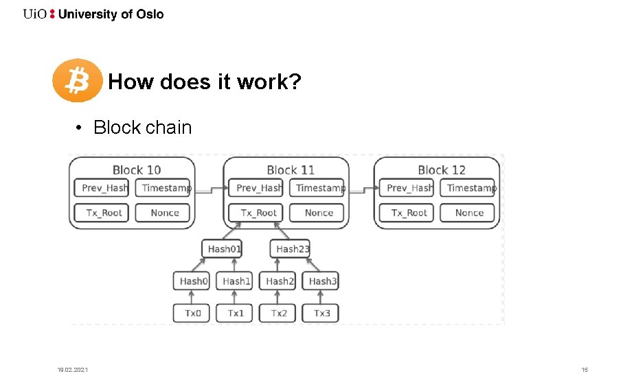 How does it work? • Block chain 19. 02. 2021 15 