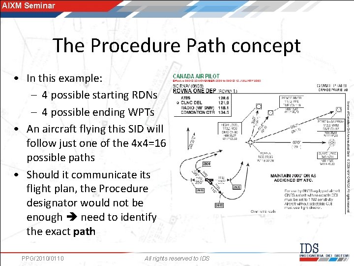 AIXM Seminar The Procedure Path concept • In this example: – 4 possible starting