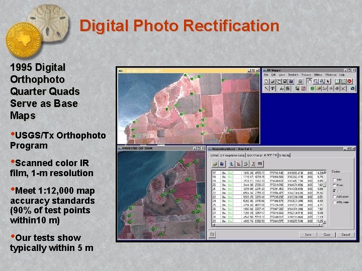 Digital Photo Rectification 1995 Digital Orthophoto Quarter Quads Serve as Base Maps • USGS/Tx