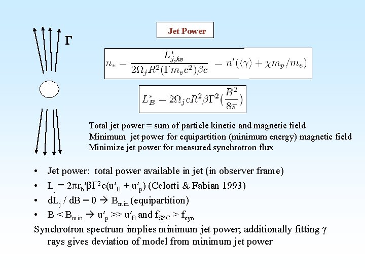 G Jet Power , ke Total jet power = sum of particle kinetic and