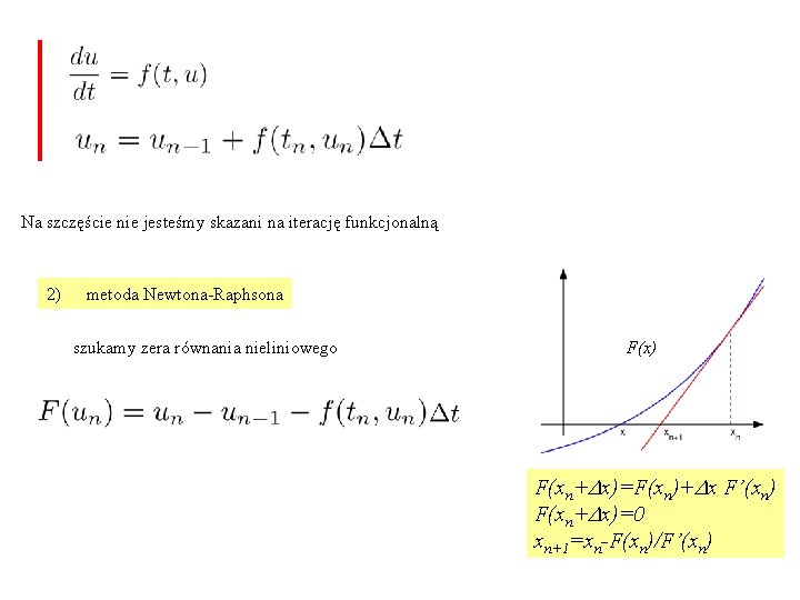 Na szczęście nie jesteśmy skazani na iterację funkcjonalną 2) metoda Newtona-Raphsona szukamy zera równania