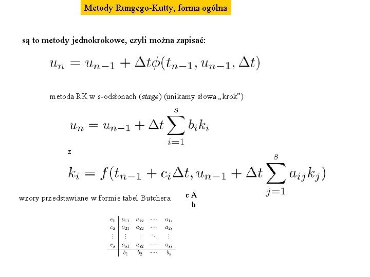 Metody Rungego-Kutty, forma ogólna są to metody jednokrokowe, czyli można zapisać: metoda RK w