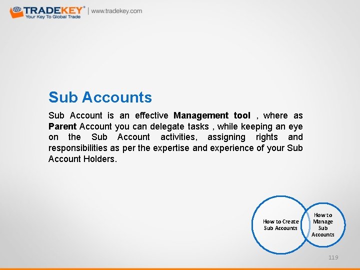 Sub Accounts Sub Account is an effective Management tool , where as Parent Account