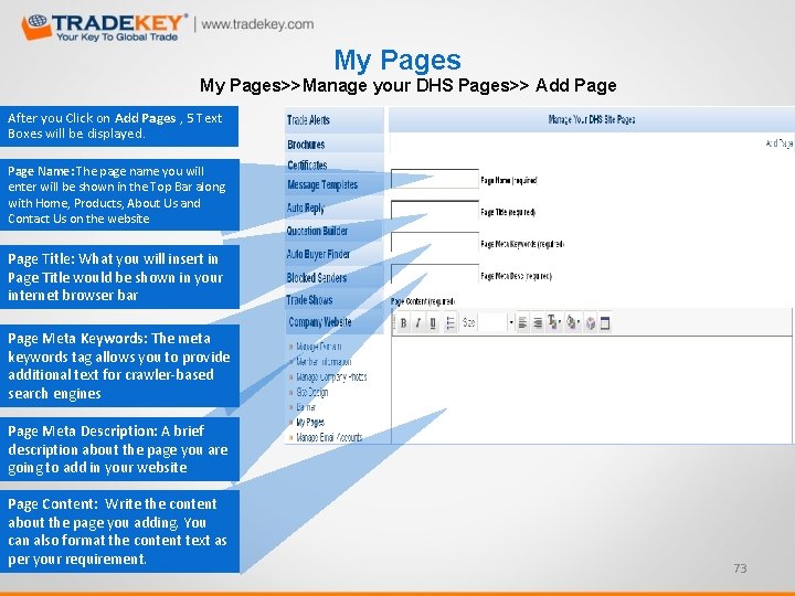 My Pages>>Manage your DHS Pages>> Add Page After you Click on Add Pages ,