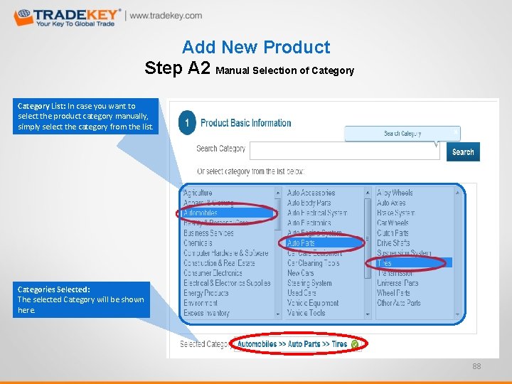 Add New Product Step A 2 Manual Selection of Category List: In case you