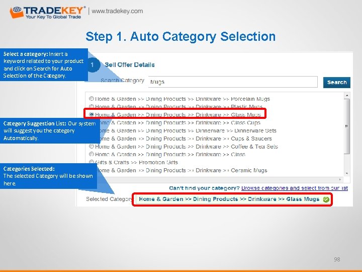 Step 1. Auto Category Selection Select a category: Insert a keyword related to your
