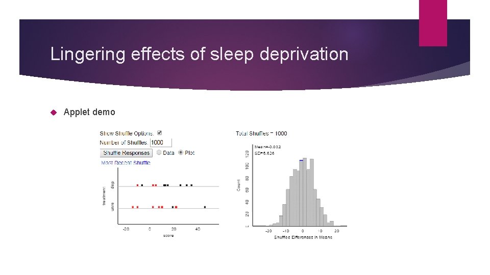 Lingering effects of sleep deprivation Applet demo 