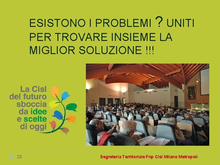 ESISTONO I PROBLEMI ? UNITI PER TROVARE INSIEME LA MIGLIOR SOLUZIONE !!! 23 Segreteria