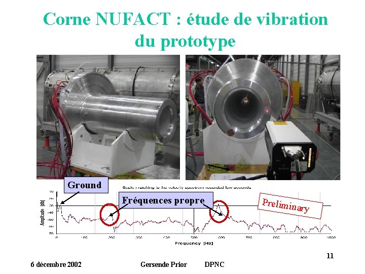 Corne NUFACT : étude de vibration du prototype Ground Fréquences propre Prelimin ary 11