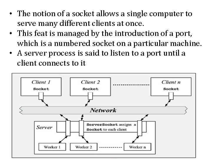 • The notion of a socket allows a single computer to serve many • The notion of a socket allows a single computer to serve many