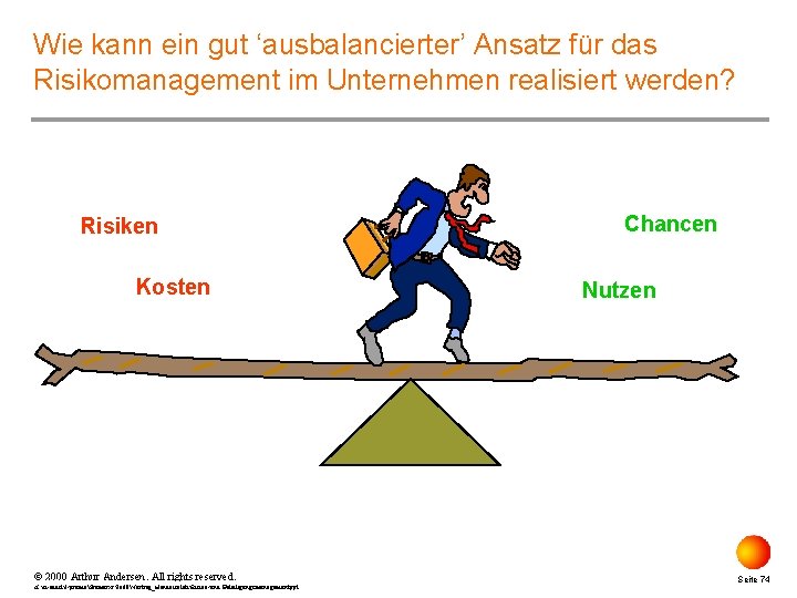 Wie kann ein gut ‘ausbalancierter’ Ansatz für das Risikomanagement im Unternehmen realisiert werden? Risiken