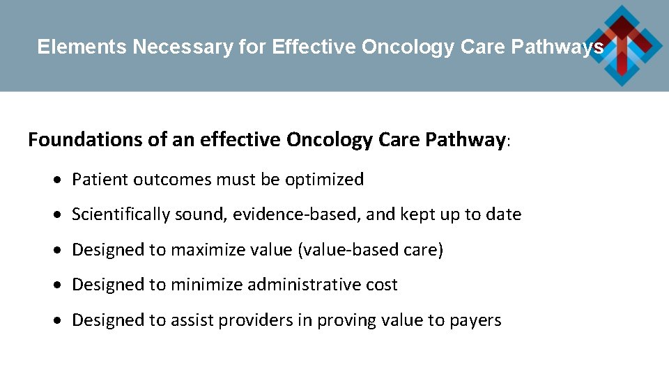 Elements Necessary for Effective Oncology Care Pathways Foundations of an effective Oncology Care Pathway: