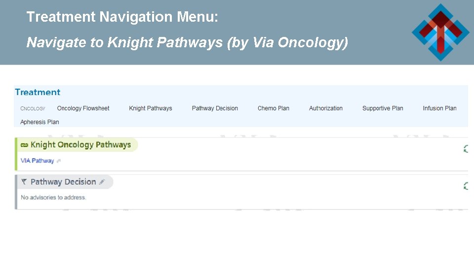 Treatment Navigation Menu: Navigate to Knight Pathways (by Via Oncology) 
