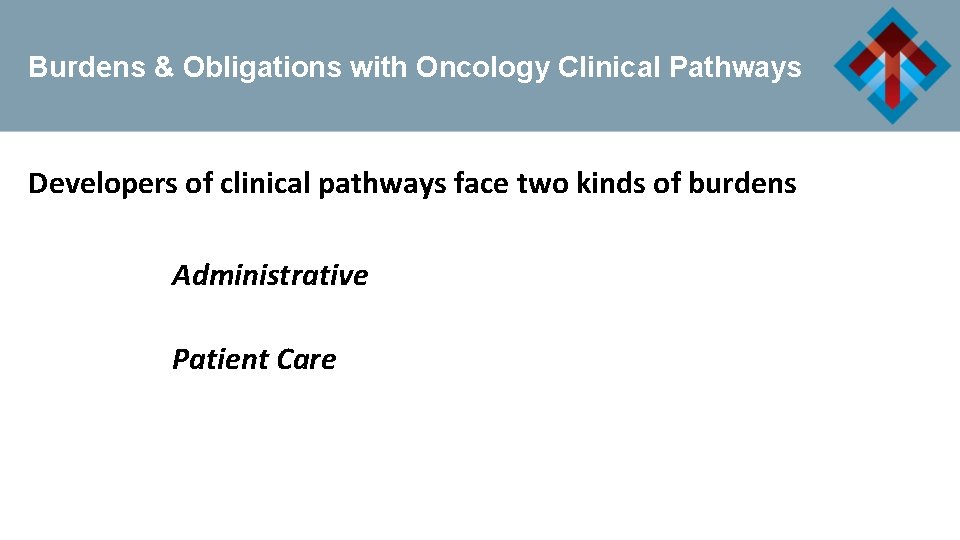 Burdens & Obligations with Oncology Clinical Pathways Developers of clinical pathways face two kinds