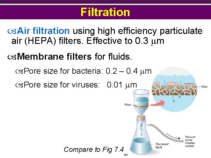 Filtration Air filtration using high efficiency particulate air (HEPA) filters. Effective to 0. 3