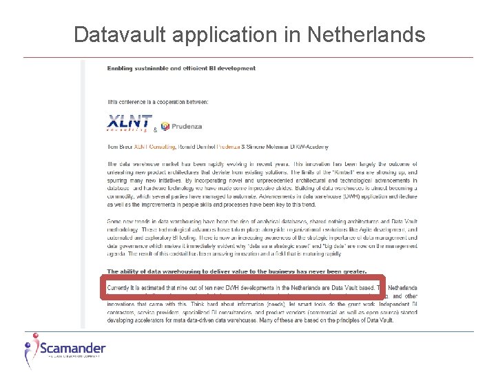 Datavault application in Netherlands 