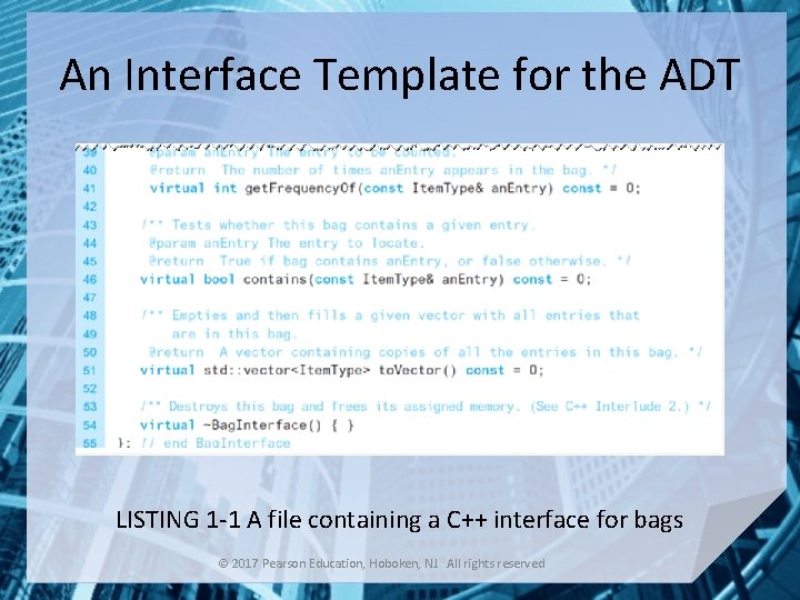 An Interface Template for the ADT LISTING 1 -1 A file containing a C++