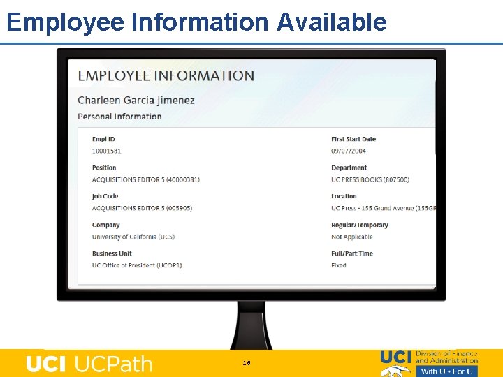 Employee Information Available 16 