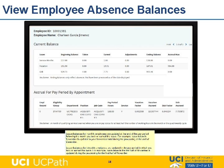 View Employee Absence Balances 18 