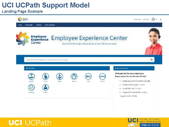 UCI UCPath Support Model Landing Page Example 